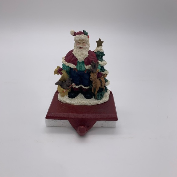 Trim A Home Vtg. Christmas Cast Iron Stocking Holder Santa Raindeer Squirrel - Picture 1 of 9